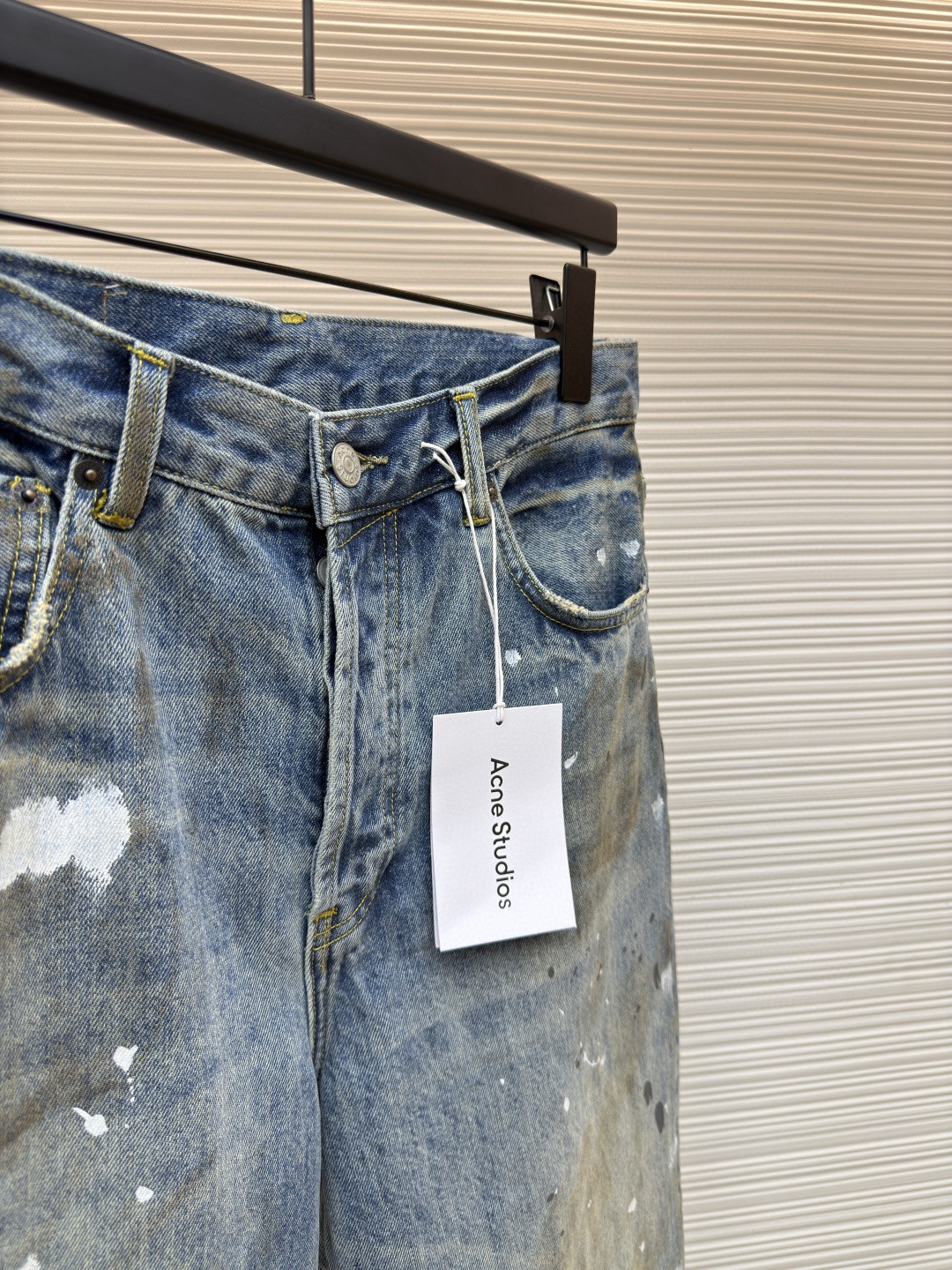 Acne Studios 做旧泼墨直筒牛仔裤 长裤 裤子 蓝色 B0