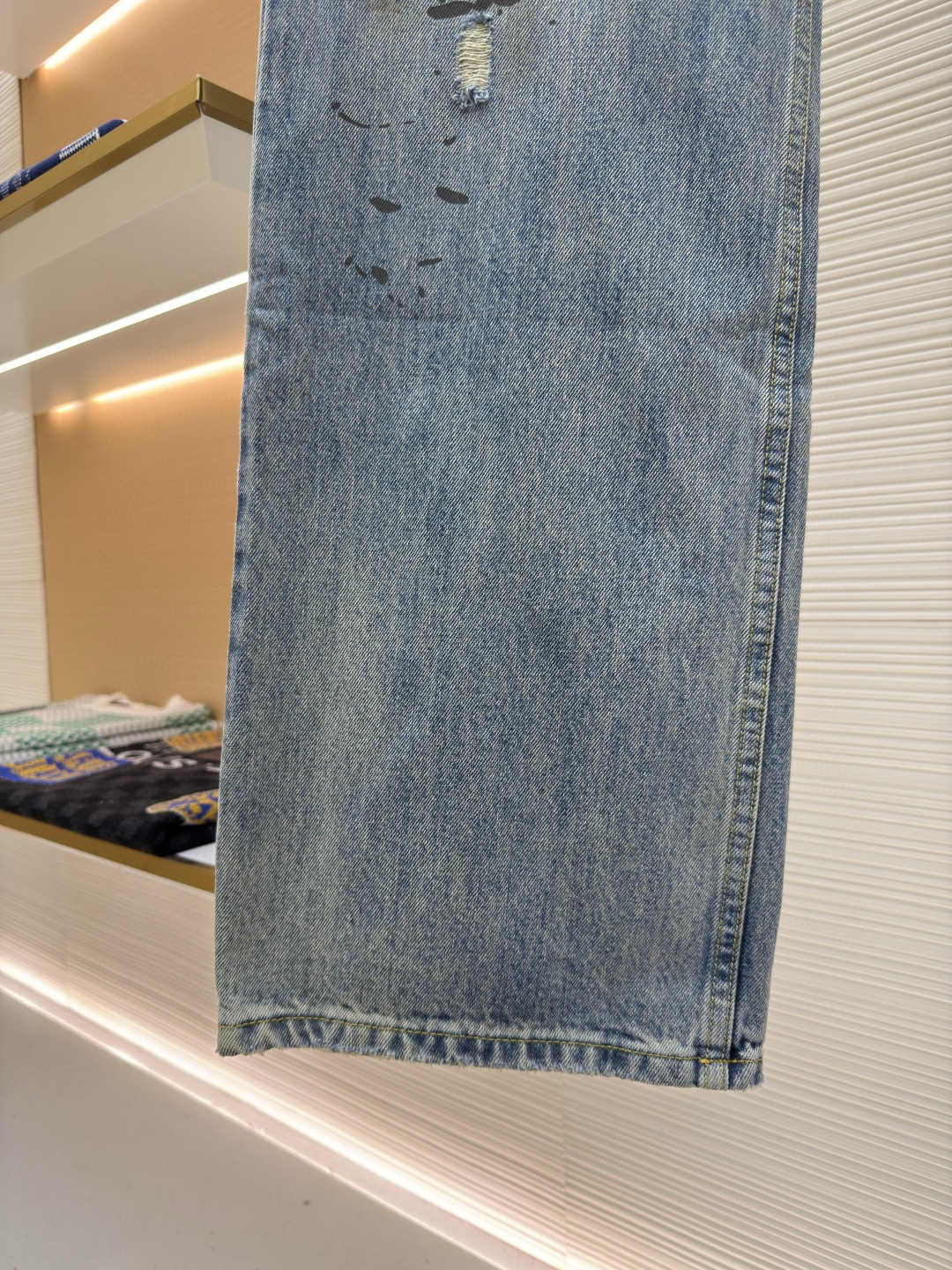 Acne Studios 做旧泼墨直筒牛仔裤 长裤 裤子 蓝色 B0