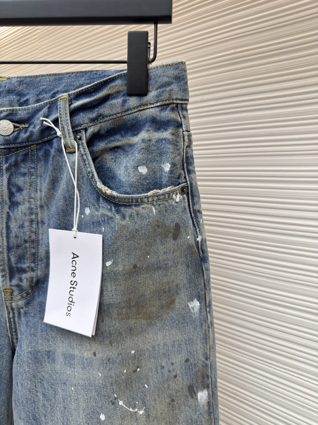 Acne Studios 做旧泼墨直筒牛仔裤 长裤 裤子 蓝色 B0