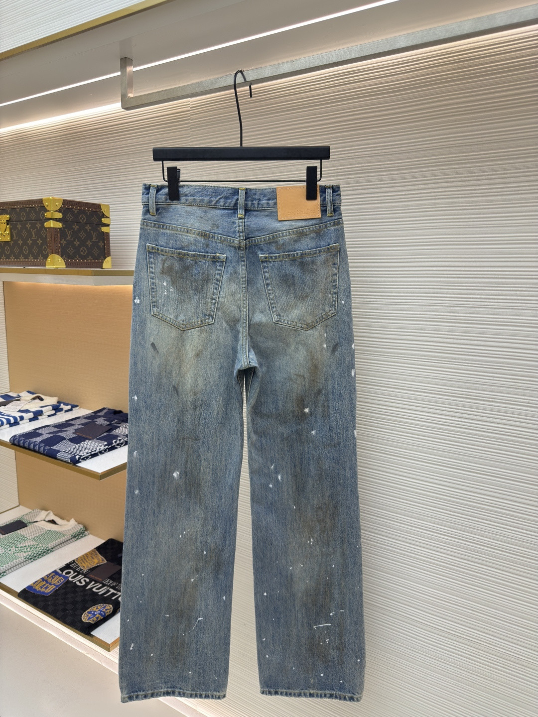 Acne Studios 做旧泼墨直筒牛仔裤 长裤 裤子 蓝色 B0