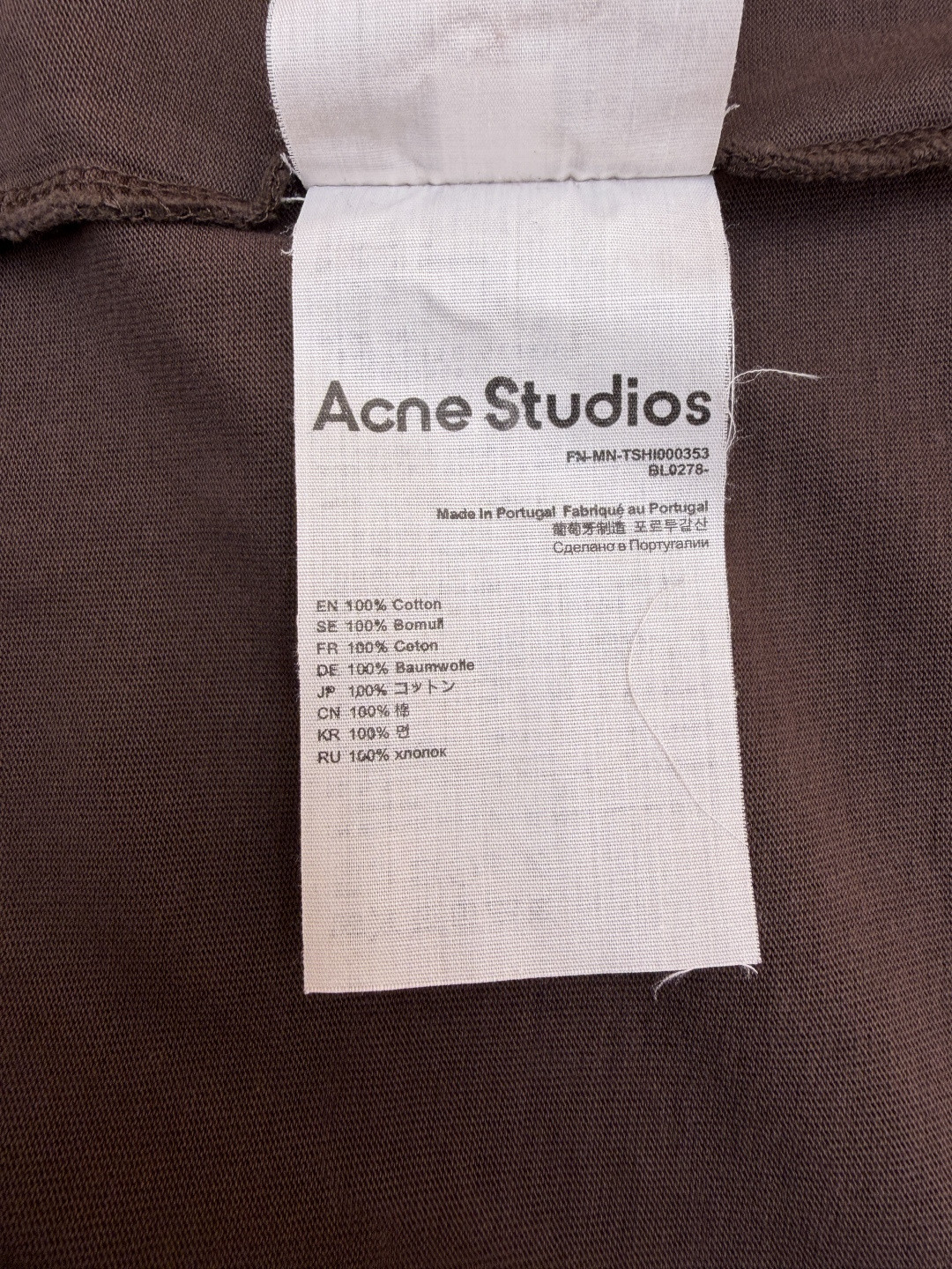 Acne Studios 贴皮徽标做旧T恤 短袖 棕色 白色 A2 CL0401-ADM