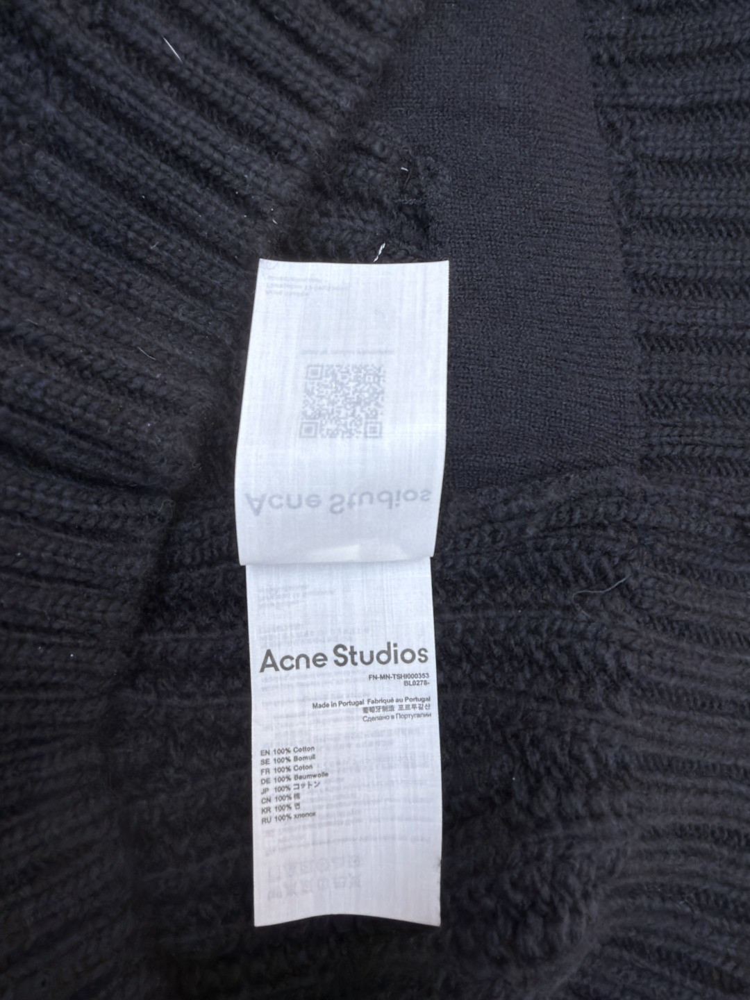 Acne Studios 后背刺绣字母logo拉链毛衣 针织衫 外套 长袖 黑色 B0