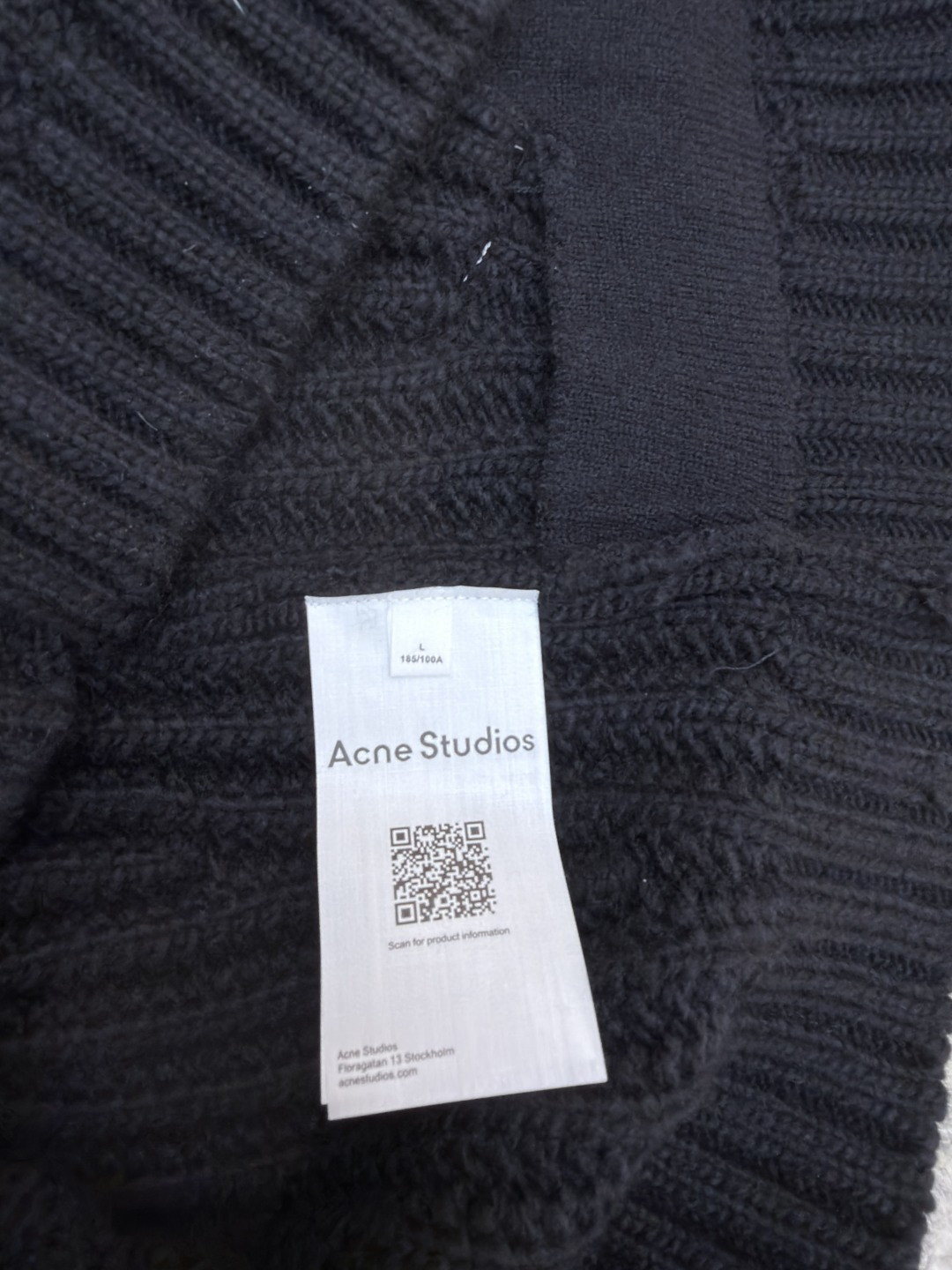Acne Studios 后背刺绣字母logo拉链毛衣 针织衫 外套 长袖 黑色 B0