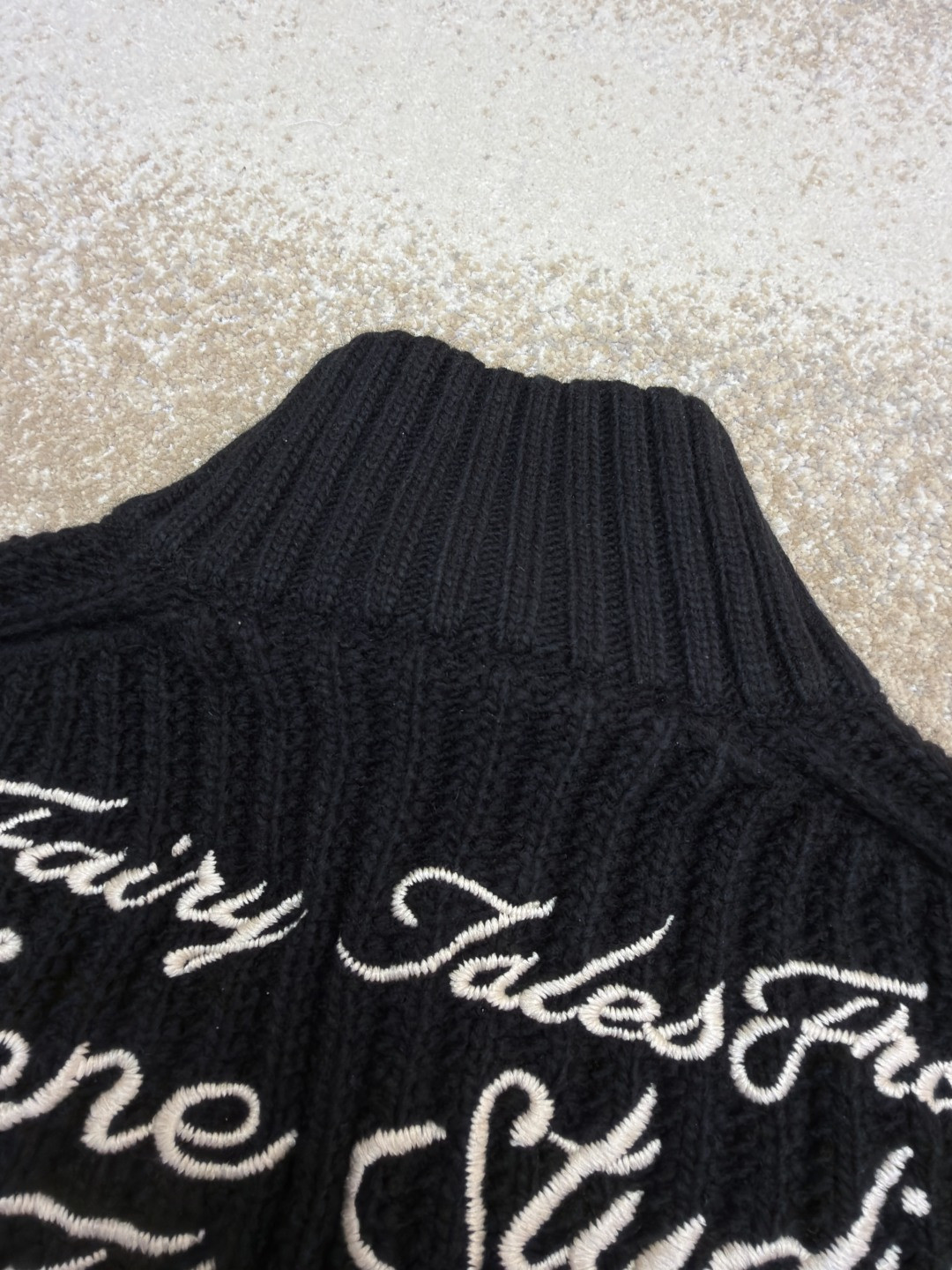 Acne Studios 后背刺绣字母logo拉链毛衣 针织衫 外套 长袖 黑色 B0