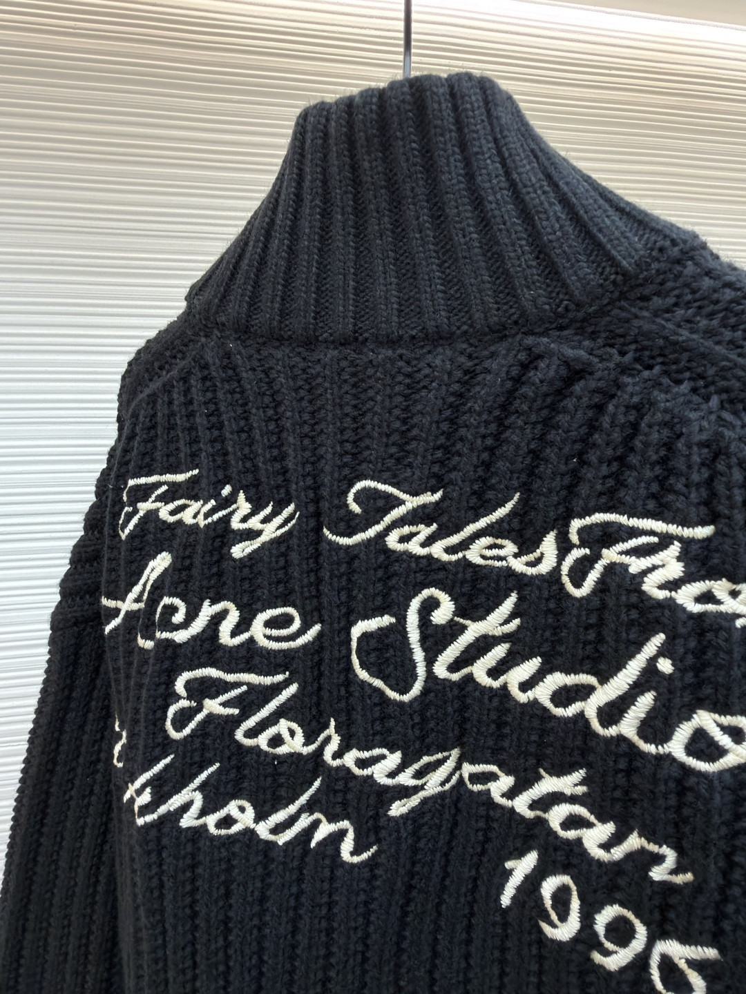 Acne Studios 后背刺绣字母logo拉链毛衣 针织衫 外套 长袖 黑色 B0