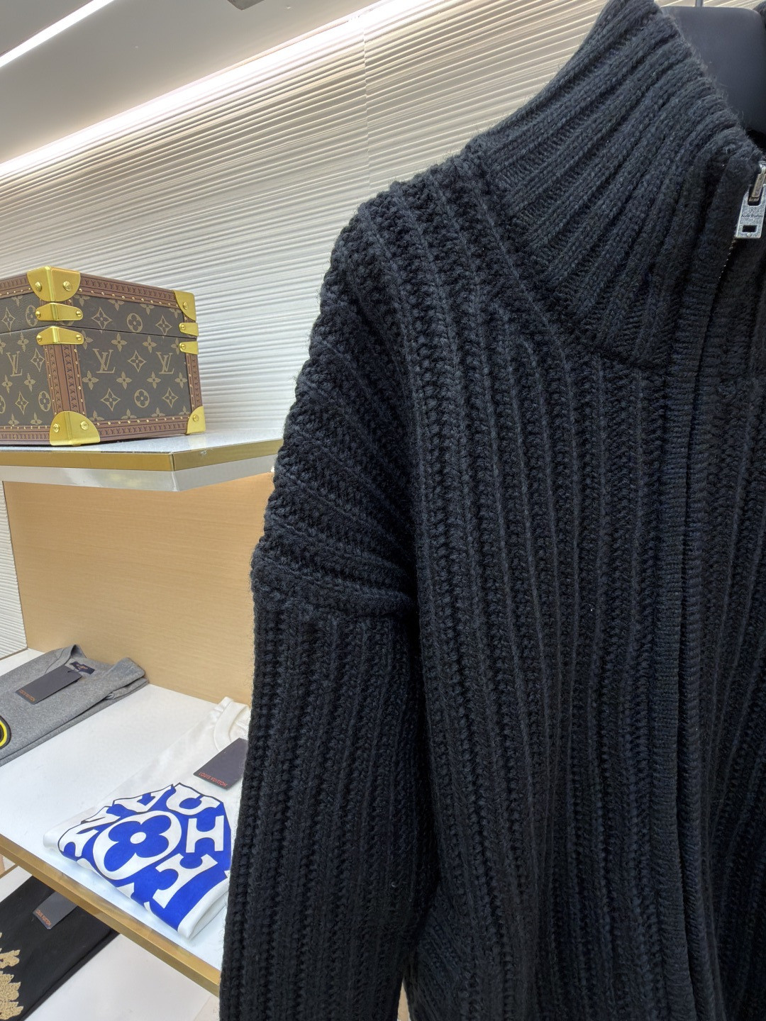 Acne Studios 后背刺绣字母logo拉链毛衣 针织衫 外套 长袖 黑色 B0