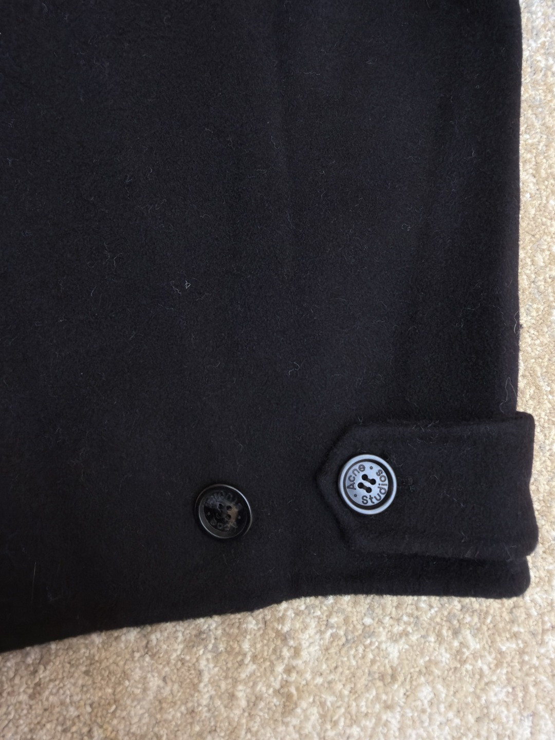 Acne Studios 翻领拉链落肩羊毛外套 夹克 长袖 燕麦色 黑色 C0 B90837-633