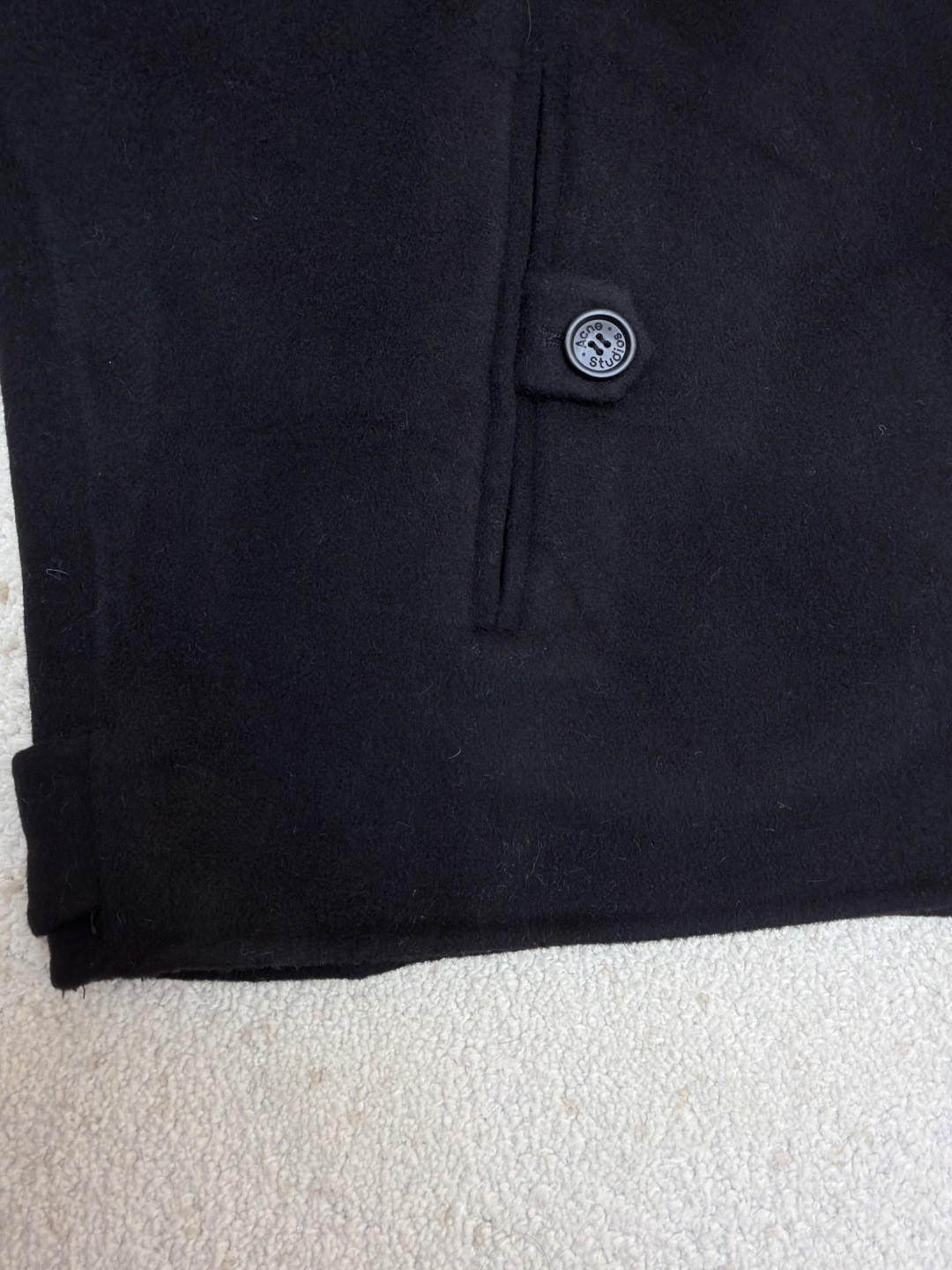 Acne Studios 翻领拉链落肩羊毛外套 夹克 长袖 燕麦色 黑色 C0 B90837-633