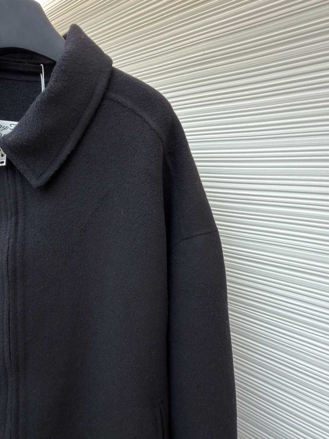 Acne Studios 翻领拉链落肩羊毛外套 夹克 长袖 燕麦色 黑色 C0 B90837-633