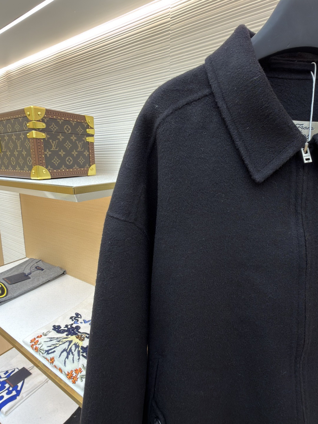 Acne Studios 翻领拉链落肩羊毛外套 夹克 长袖 燕麦色 黑色 C0 B90837-633