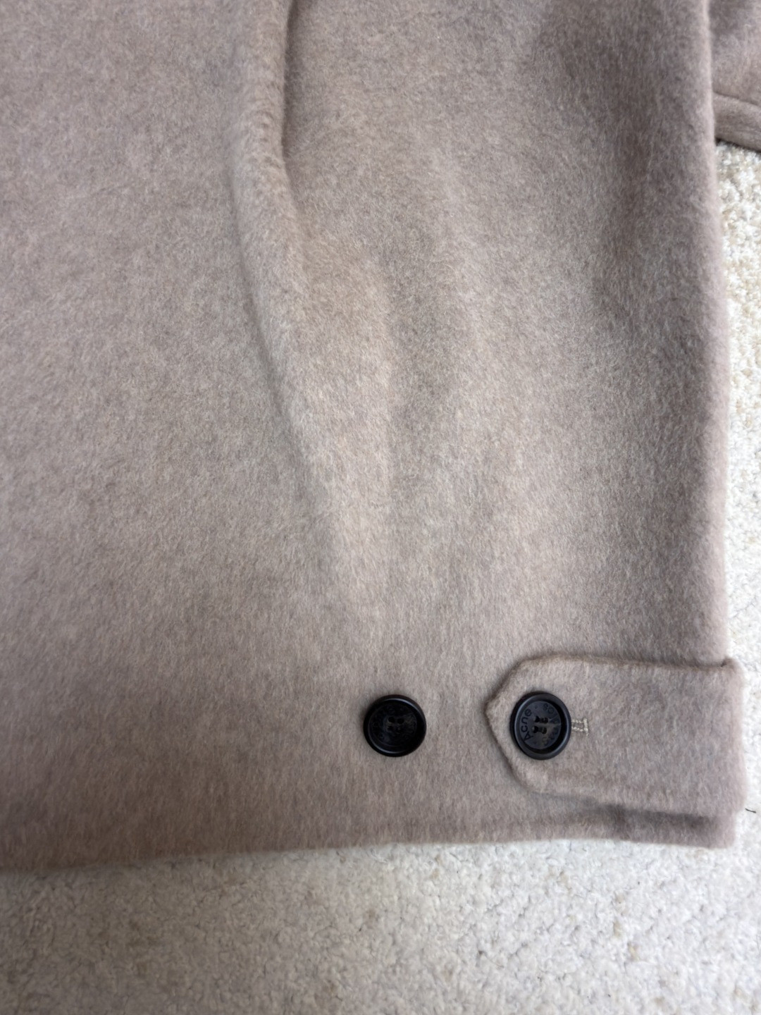 Acne Studios 翻领拉链落肩羊毛外套 夹克 长袖 燕麦色 黑色 C0 B90837-633