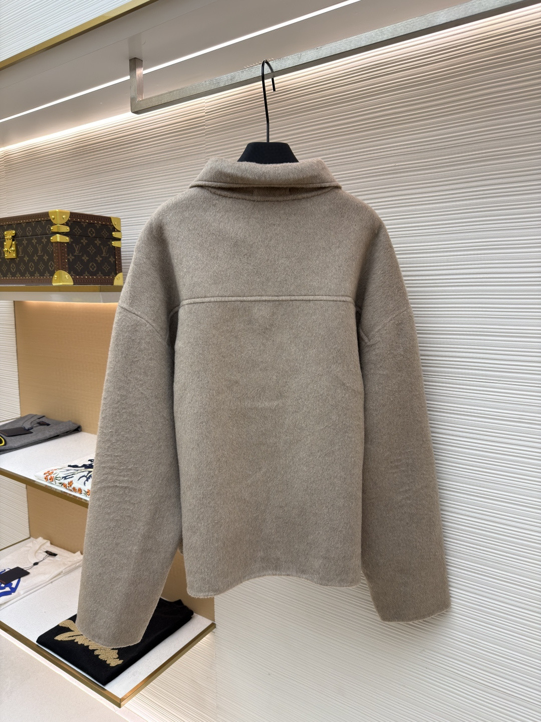 Acne Studios 翻领拉链落肩羊毛外套 夹克 长袖 燕麦色 黑色 C0 B90837-633