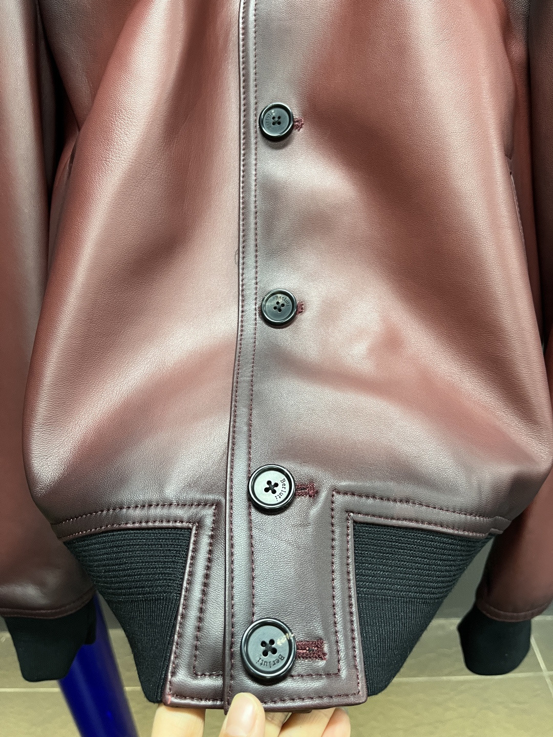 HERMES 爱马仕 立领皮夹克 外套 皮衣 长袖 黑色 灰色 酒红色