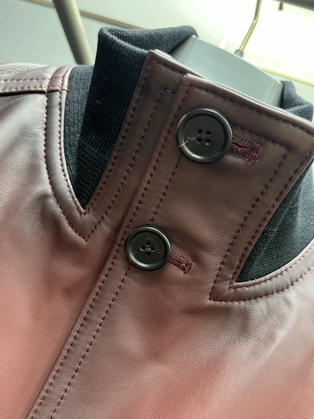 HERMES 爱马仕 立领皮夹克 外套 皮衣 长袖 黑色 灰色 酒红色