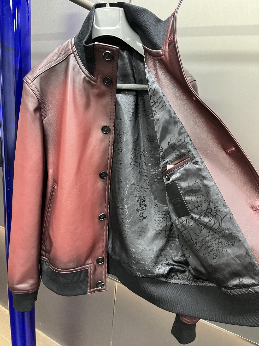 HERMES 爱马仕 立领皮夹克 外套 皮衣 长袖 黑色 灰色 酒红色