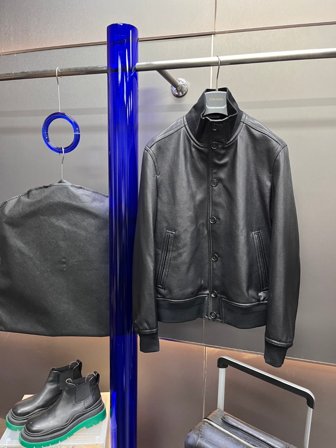 HERMES 爱马仕 立领皮夹克 外套 皮衣 长袖 黑色 灰色 酒红色