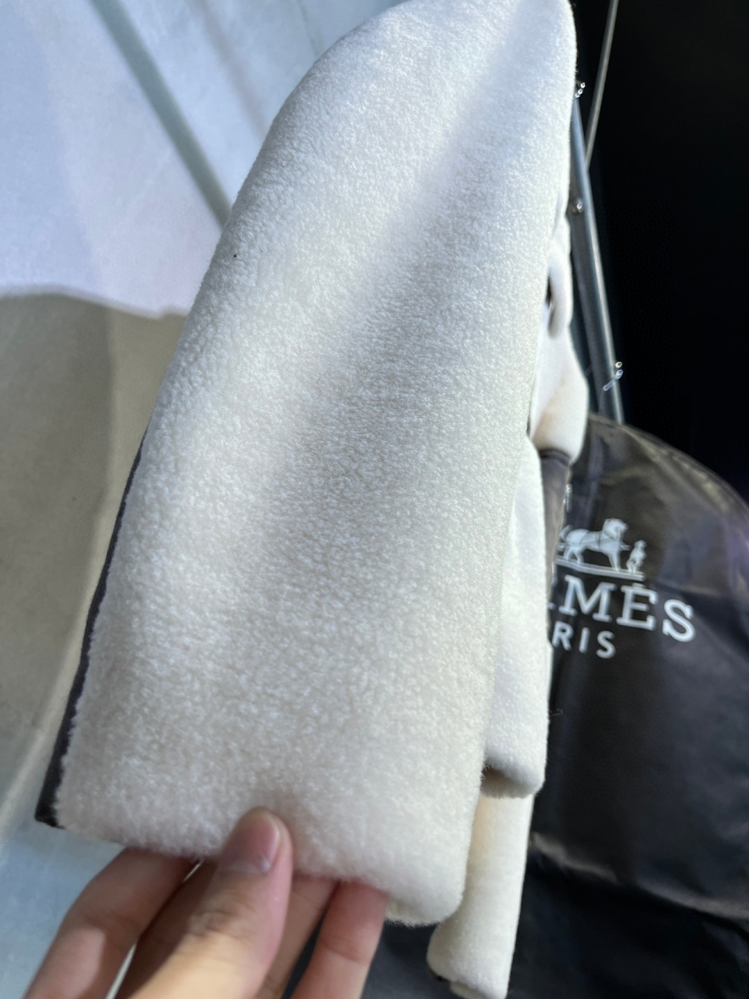 HERMES 爱马仕 羊剪绒拼接拉链外套 夹克 长袖 保暖 米白色