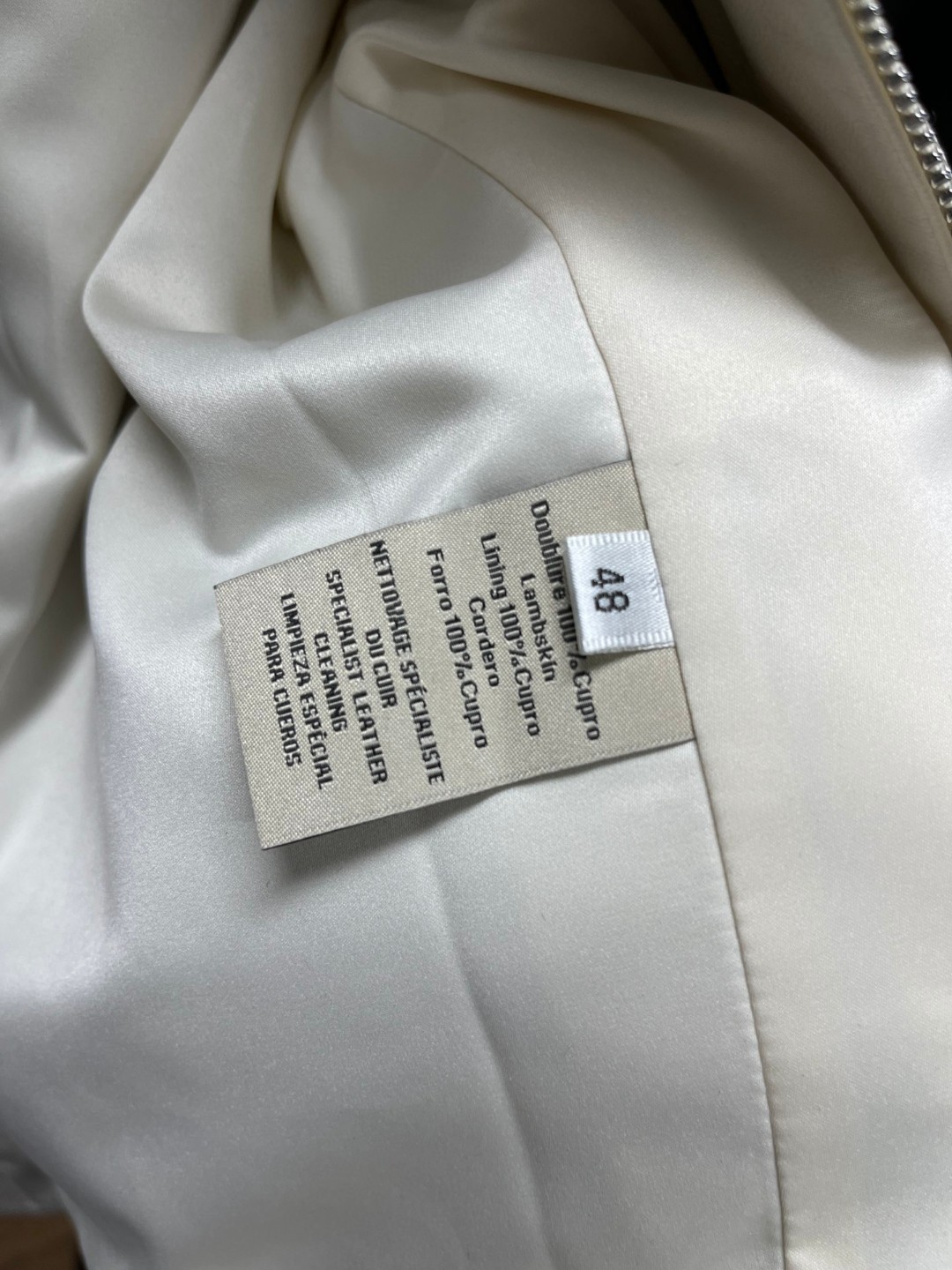 HERMES 爱马仕 羊皮拉链外套 皮衣 夹克 长袖 白色 棕色