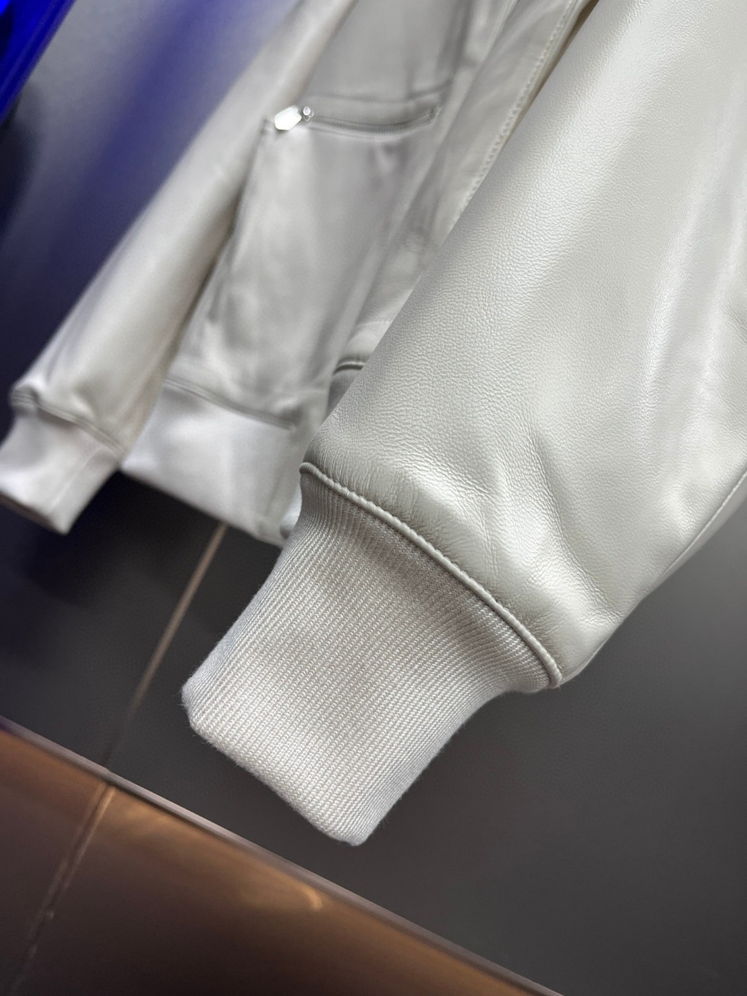 HERMES 爱马仕 羊皮拉链外套 皮衣 夹克 长袖 白色 棕色