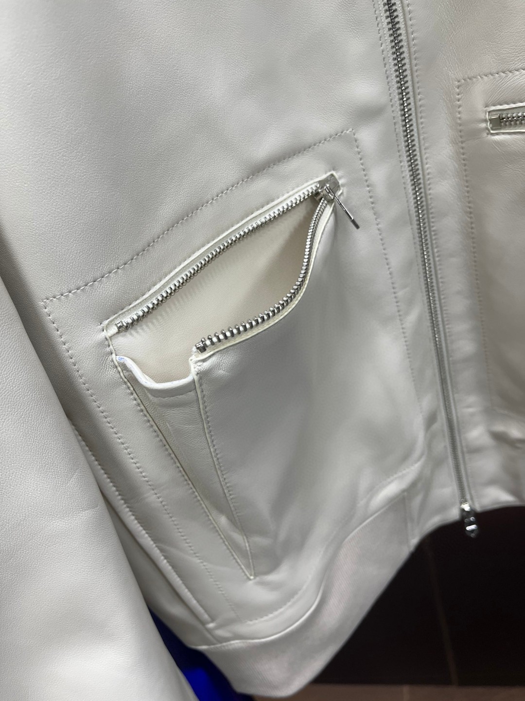 HERMES 爱马仕 羊皮拉链外套 皮衣 夹克 长袖 白色 棕色