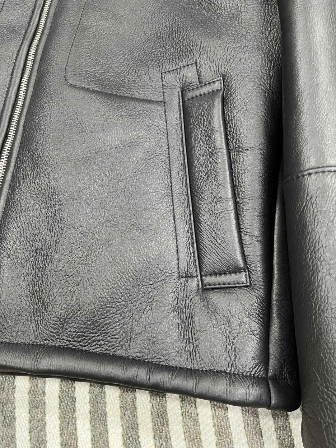 HERMES 爱马仕 皮毛一体拉链外套 夹克 皮衣 长袖 保暖 黑色 