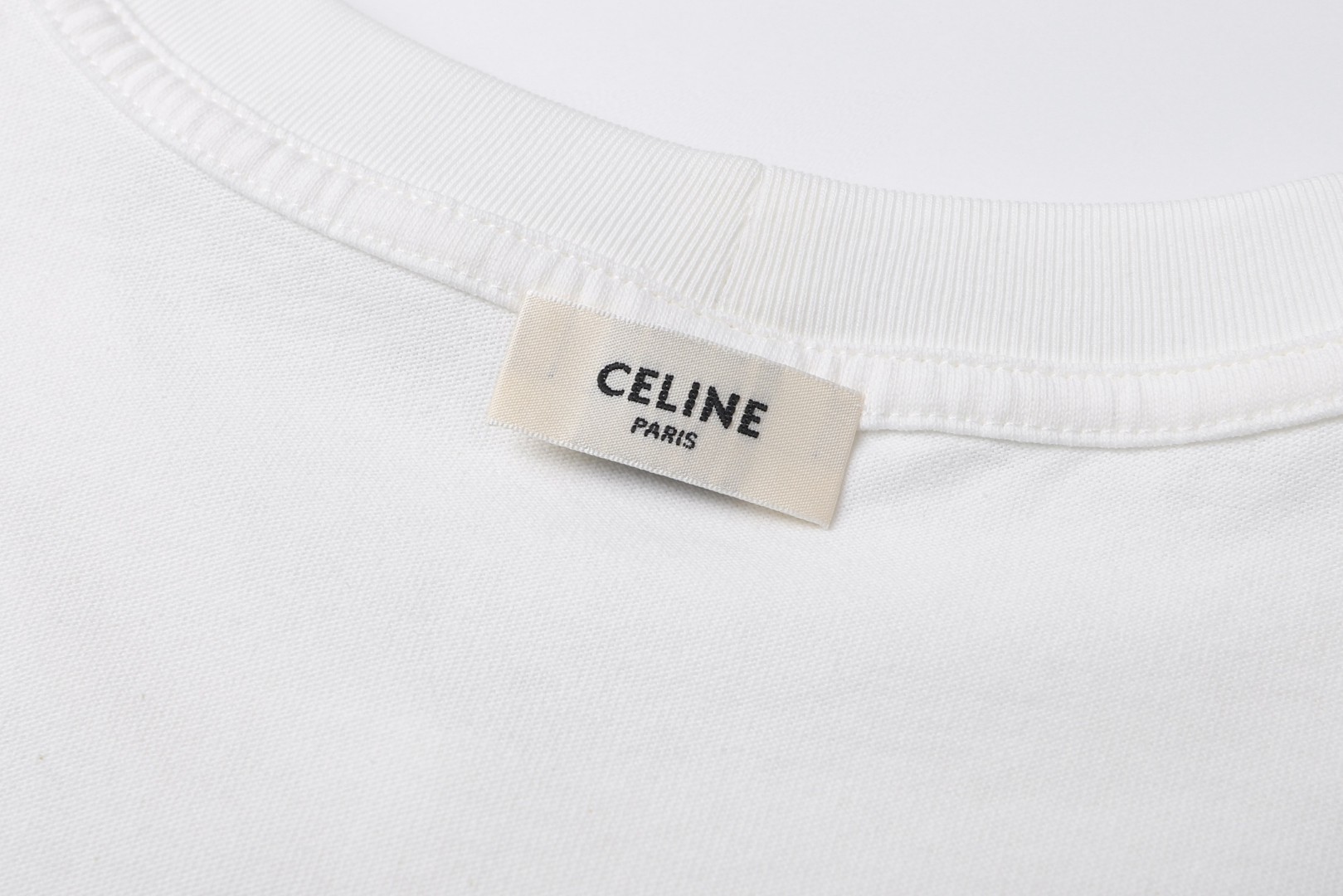 CELINE 赛琳 植绒字母印花 短袖 T恤 圆领 夏款 白色 A0