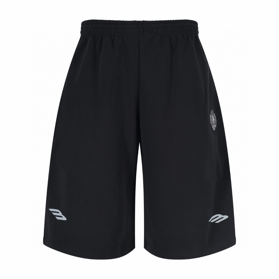 Balenciaga 巴黎世家 曼联3刺绣图标 短裤 黑色 五分裤 休闲裤 运动裤 夏季 黑色 857084TTVQ81066