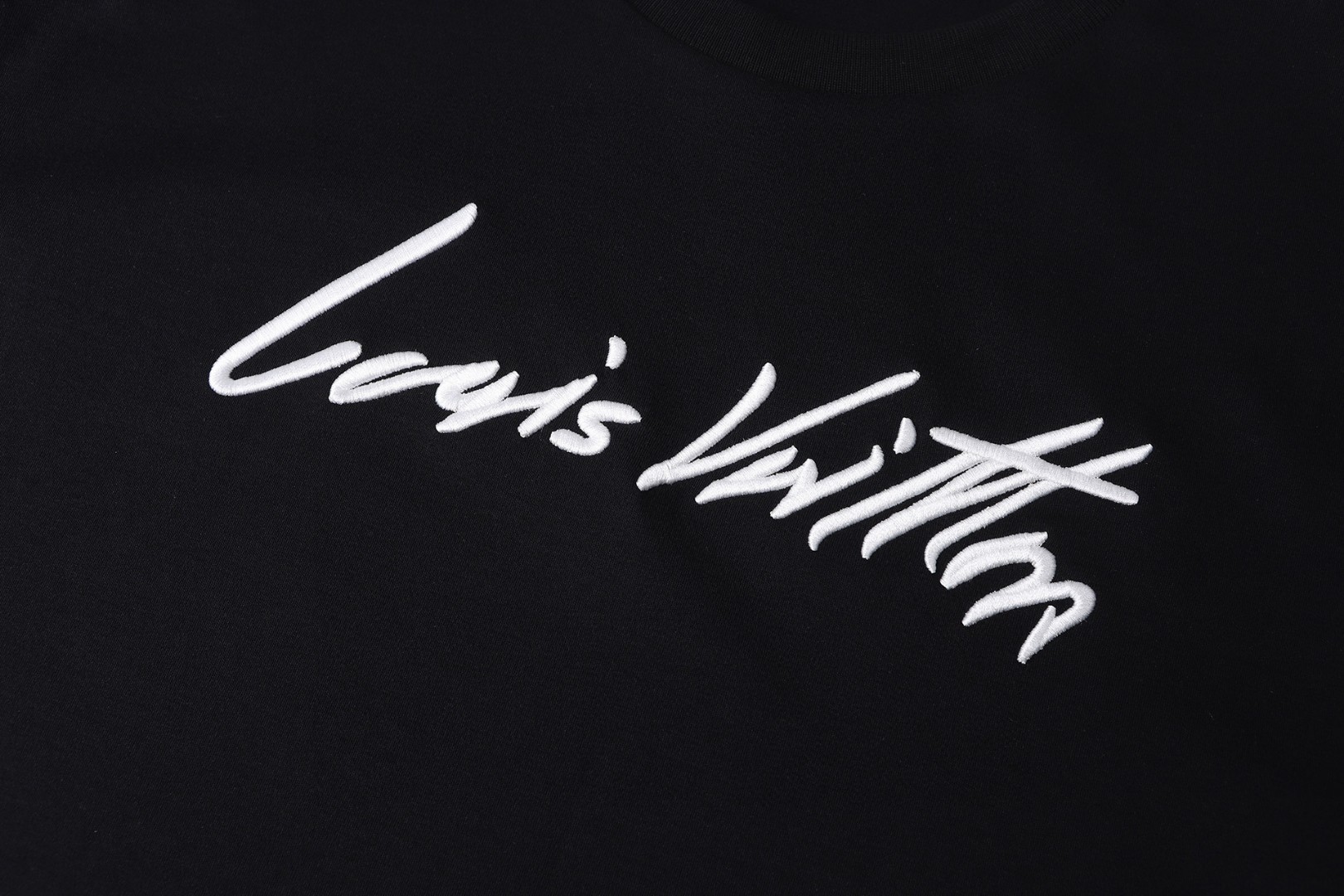 LOUIS VUITTON 路易威登 LV 手写体标识刺绣圆领T恤 短袖 黑色 A0 1AII24