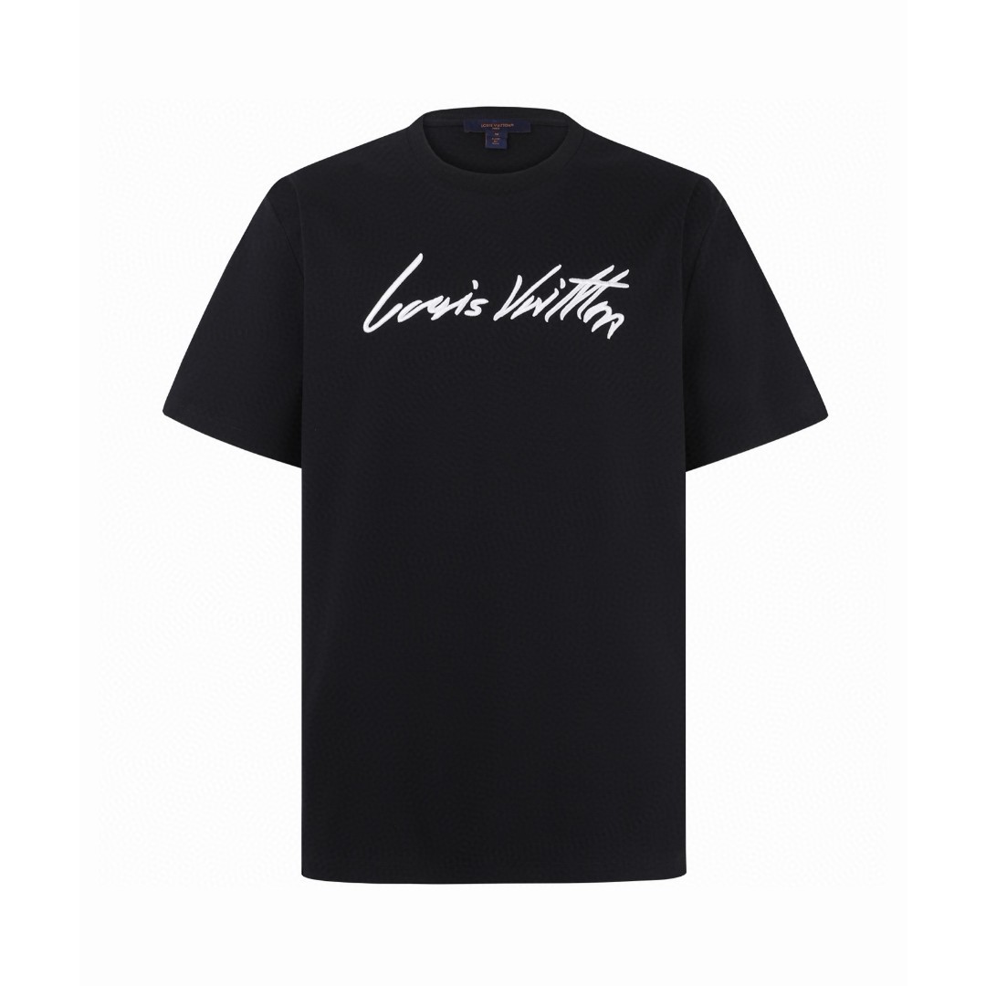 LOUIS VUITTON 路易威登 LV 手写体标识刺绣圆领T恤 短袖 黑色 A0 1AII24