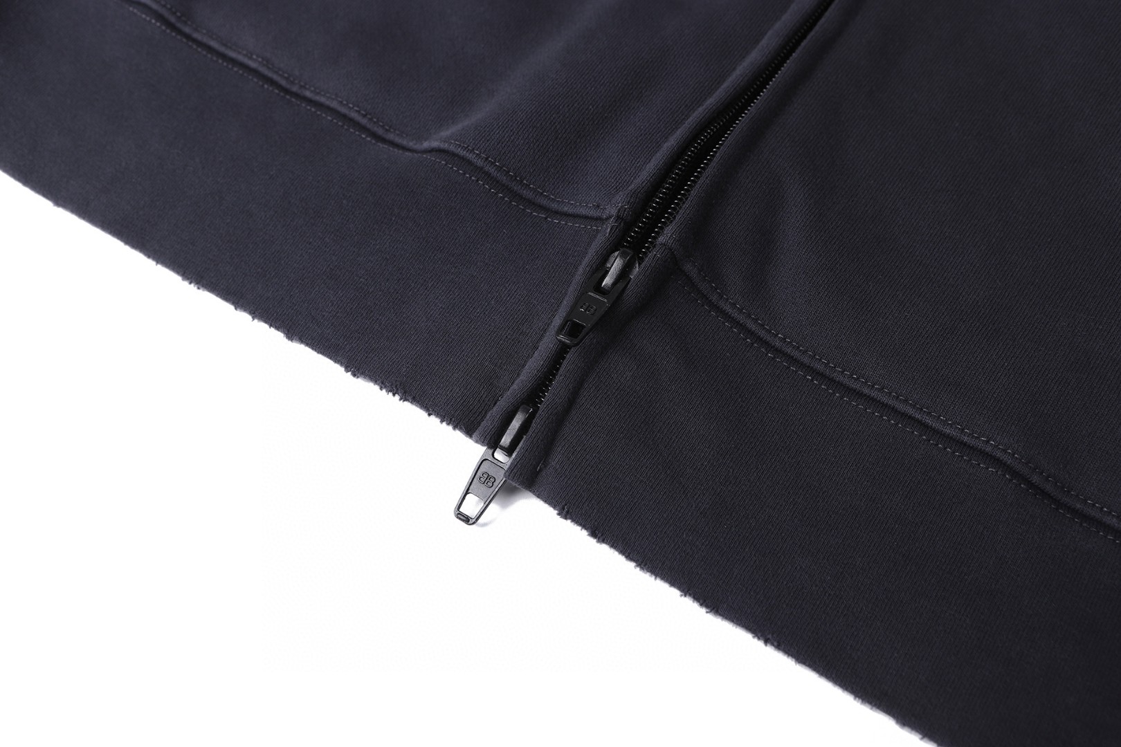 Balenciaga 巴黎世家 做旧胶浆印花拉链连帽卫衣 外套 长袖 秋冬 黑色 A7