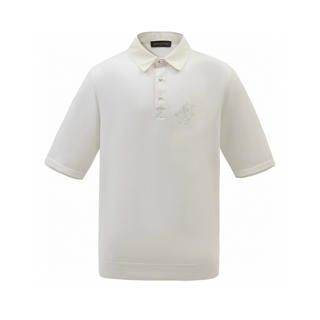 LOUIS VUITTON 路易威登 LV 珍珠扣马球衫polo 夏季 T恤 短袖 海军蓝 白色 A5 1AFQQJ