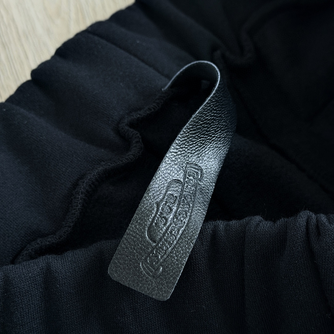 Chrome Hearts 克罗心 彩色十字架印花松紧腰束脚运动裤 抓绒 卫裤 休闲裤 长裤 裤子 黑色 