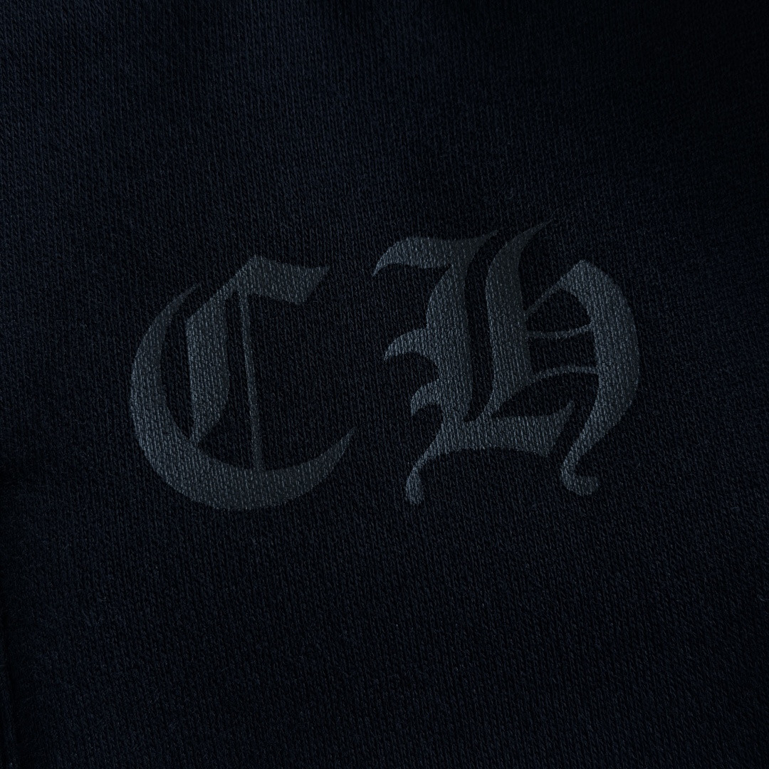 Chrome Hearts 克罗心 彩色十字架印花松紧腰束脚运动裤 抓绒 卫裤 休闲裤 长裤 裤子 黑色 