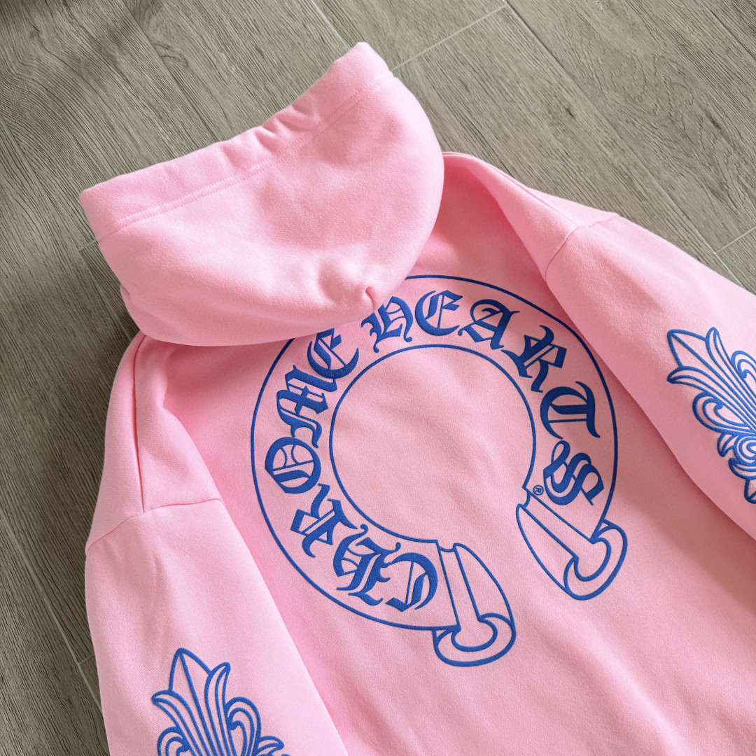 Chrome Hearts 克罗心 马蹄十字花臂 纽约周年限定连帽卫衣 帽衫 套头 外套 粉蓝色 A5 
