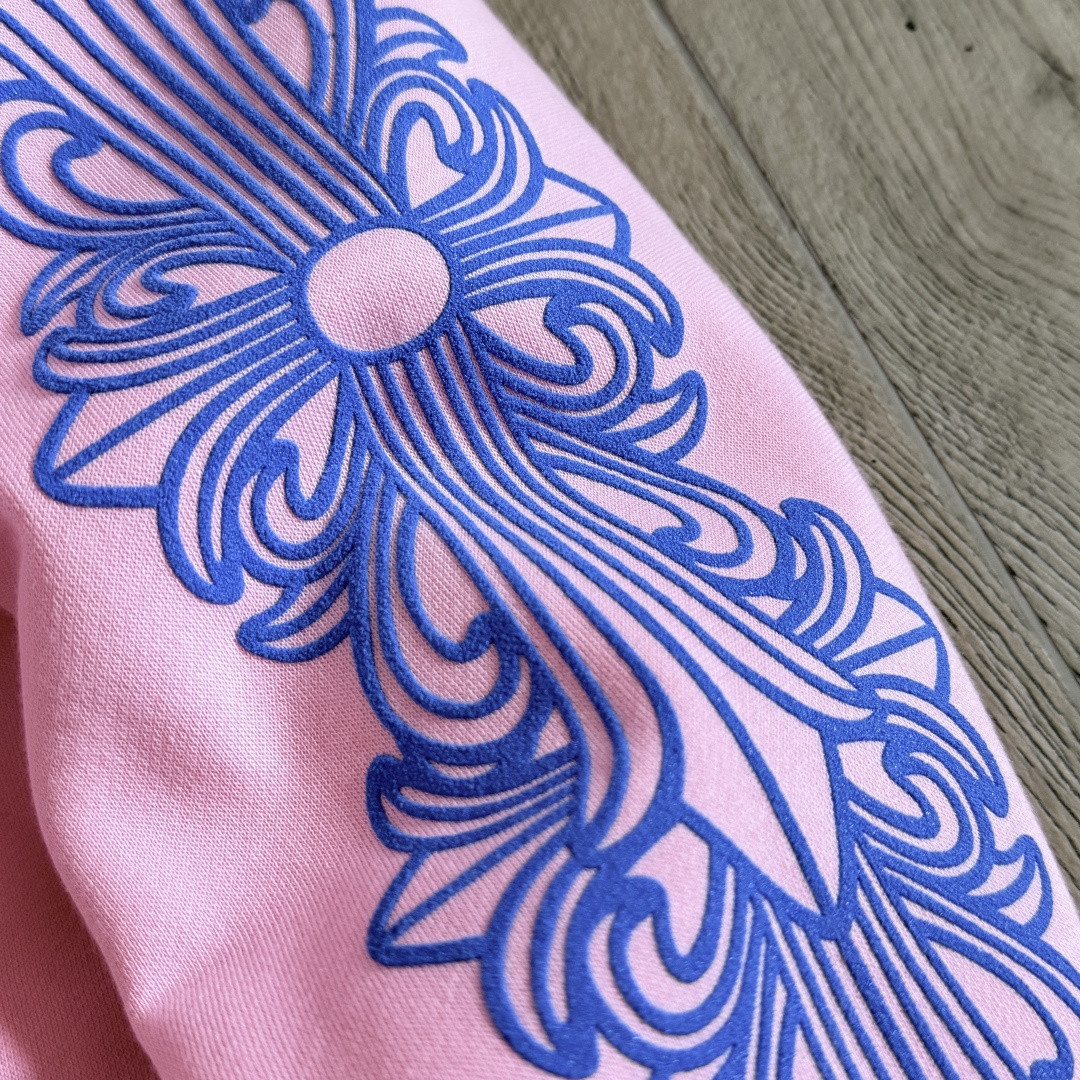 Chrome Hearts 克罗心 马蹄十字花臂 纽约周年限定连帽卫衣 帽衫 套头 外套 粉蓝色 A5 