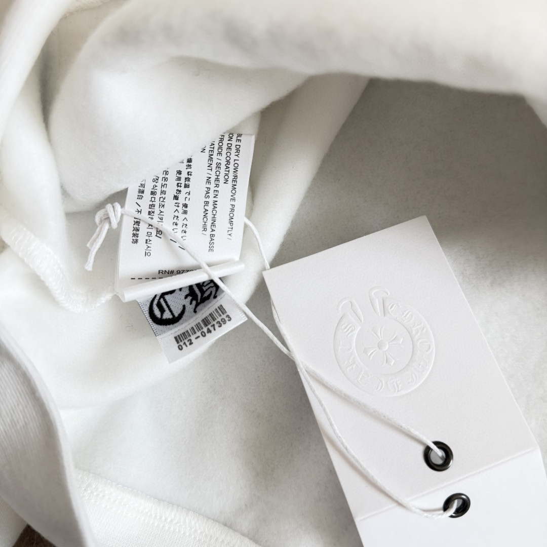 925纯银 Chrome Hearts 克罗心 经典马蹄花臂内里抓绒拉链卫衣 外套 长袖 白色 A5