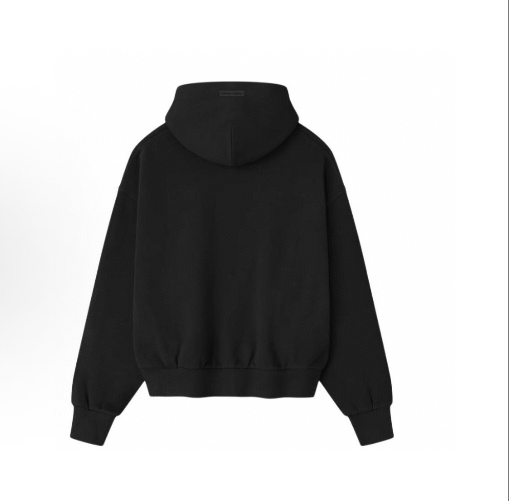 Fear of God Essentials 2026 硅胶字母印花 抓绒 套头连帽卫衣 外套 黑色 灰色