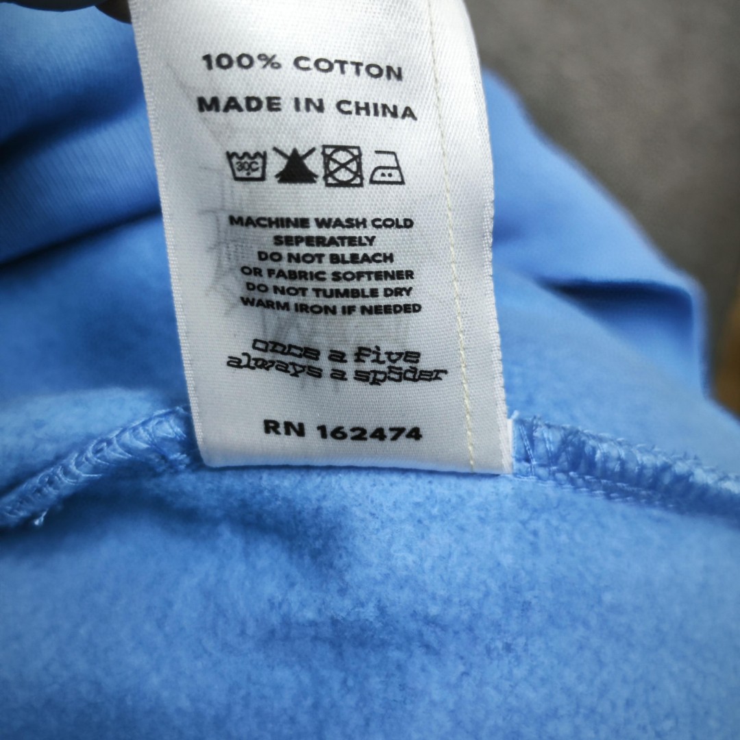 Sp5der 灰色Sp5der字母 蜘蛛网套头连帽卫衣 外套 蓝色 B0 