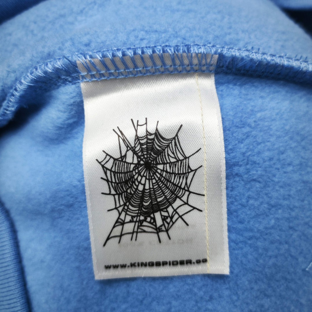 Sp5der 灰色Sp5der字母 蜘蛛网套头连帽卫衣 外套 蓝色 B0 