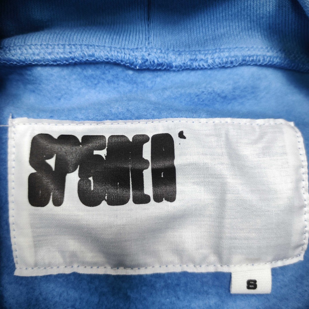 Sp5der 灰色Sp5der字母 蜘蛛网套头连帽卫衣 外套 蓝色 B0 