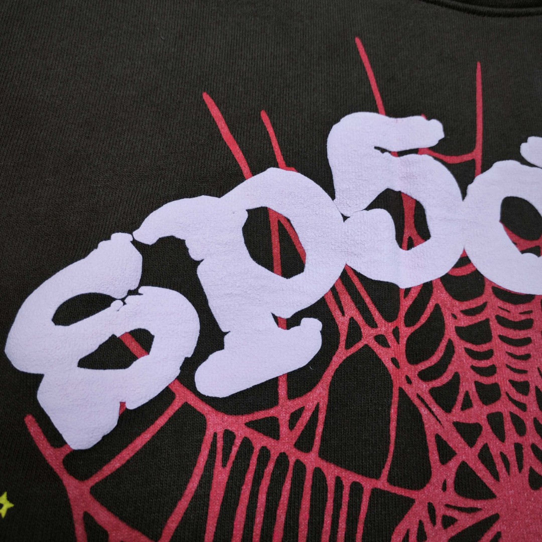 Sp5der 粉色Sp5der字母 星星蜘蛛网套头连帽卫衣 外套 棕色 B0 