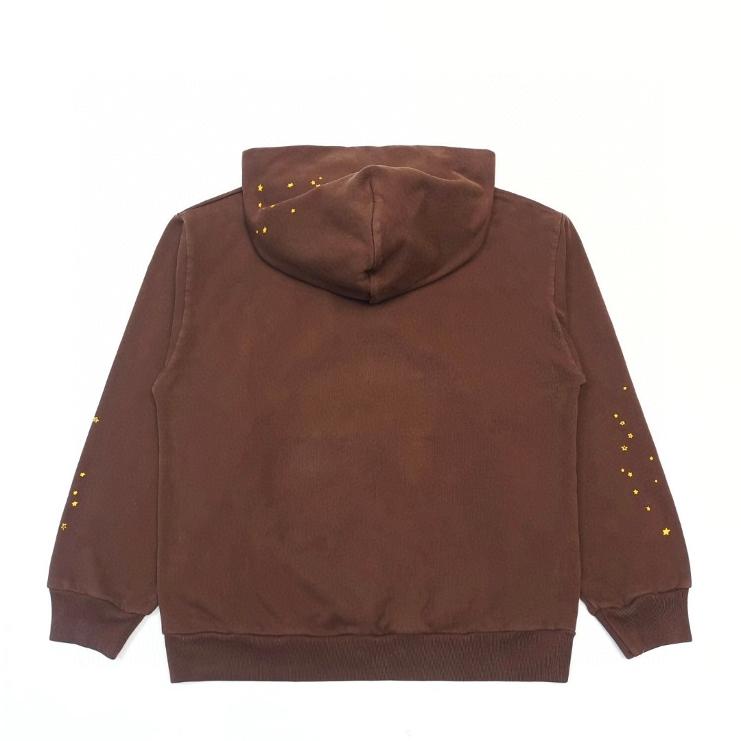 Sp5der 粉色Sp5der字母 星星蜘蛛网套头连帽卫衣 外套 棕色 B0 