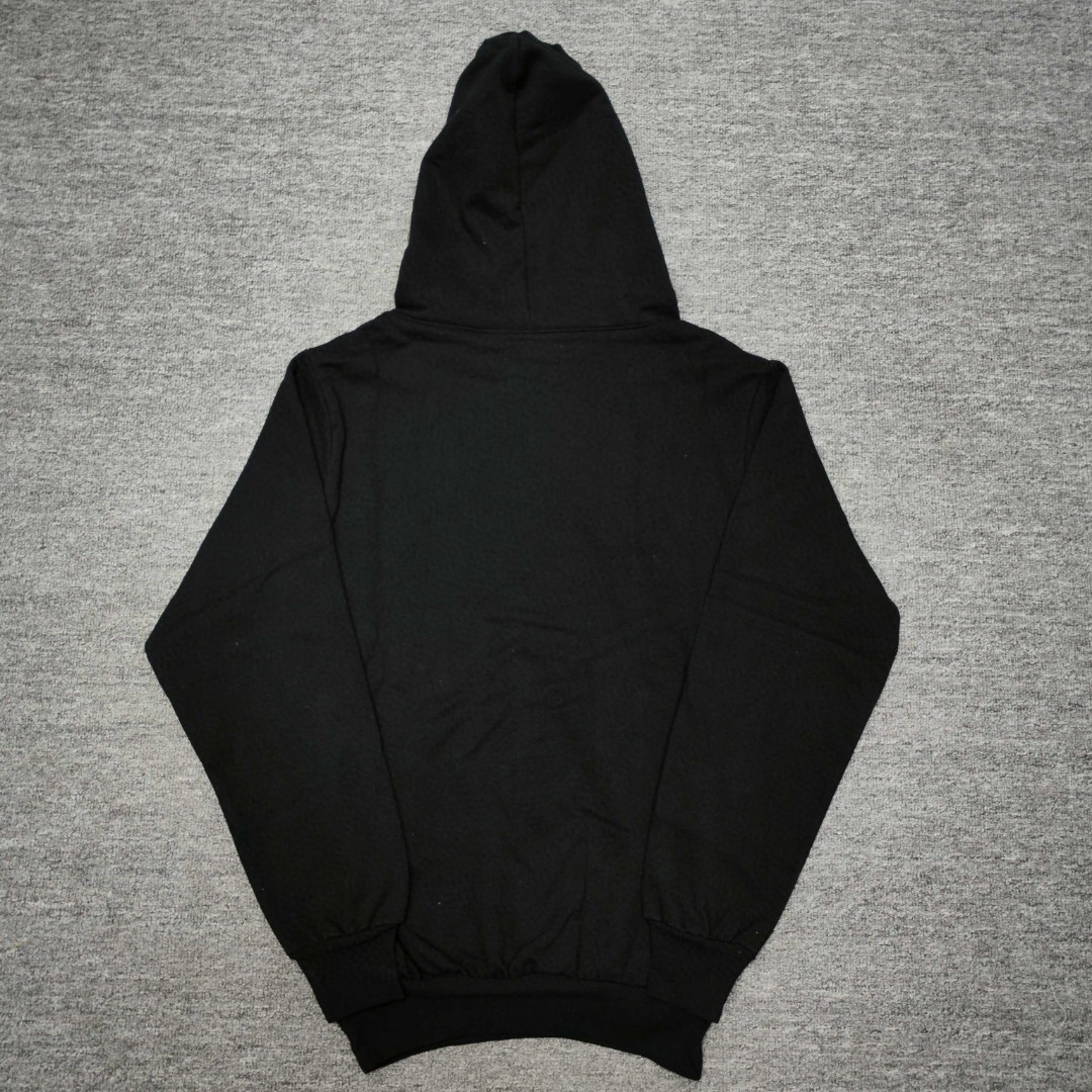 Sp5der 全烫钻Spider字母 蜘蛛网套头连帽卫衣 外套 黑色 B0 