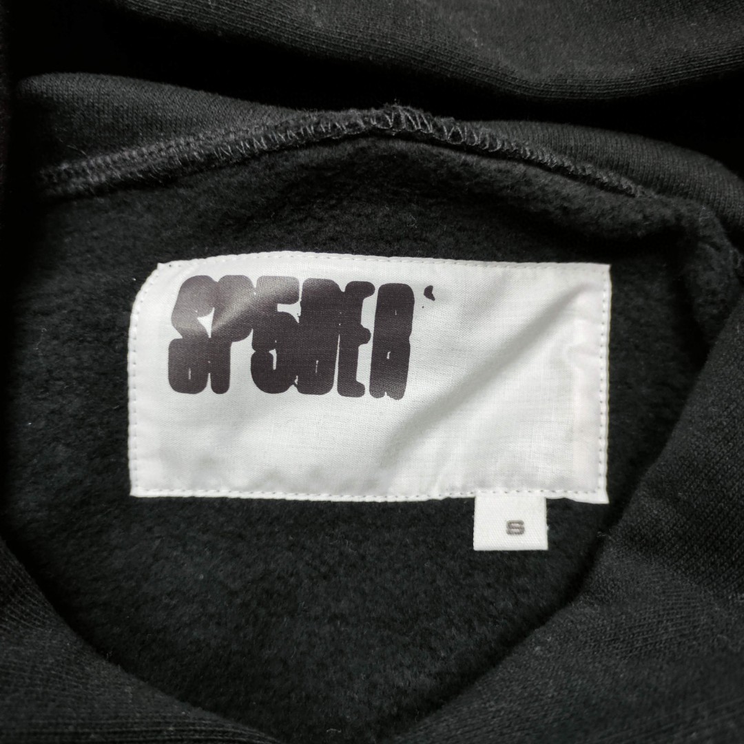 Sp5der 银色Sp5der字母 蜘蛛网套头连帽卫衣 外套 黑色 B0 