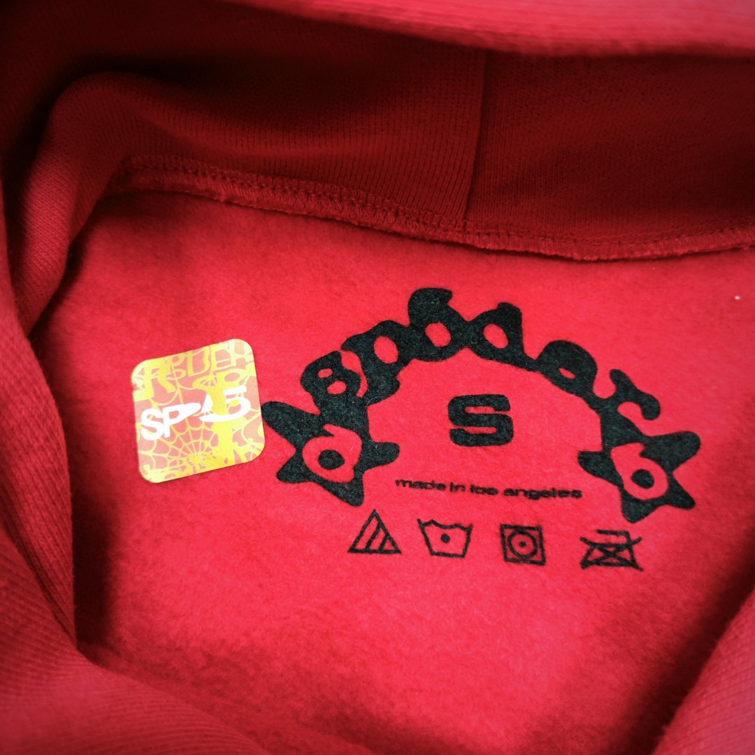Sp5der 黑色Sp5der字母 星星印花套头连帽卫衣 外套 红色 B0 