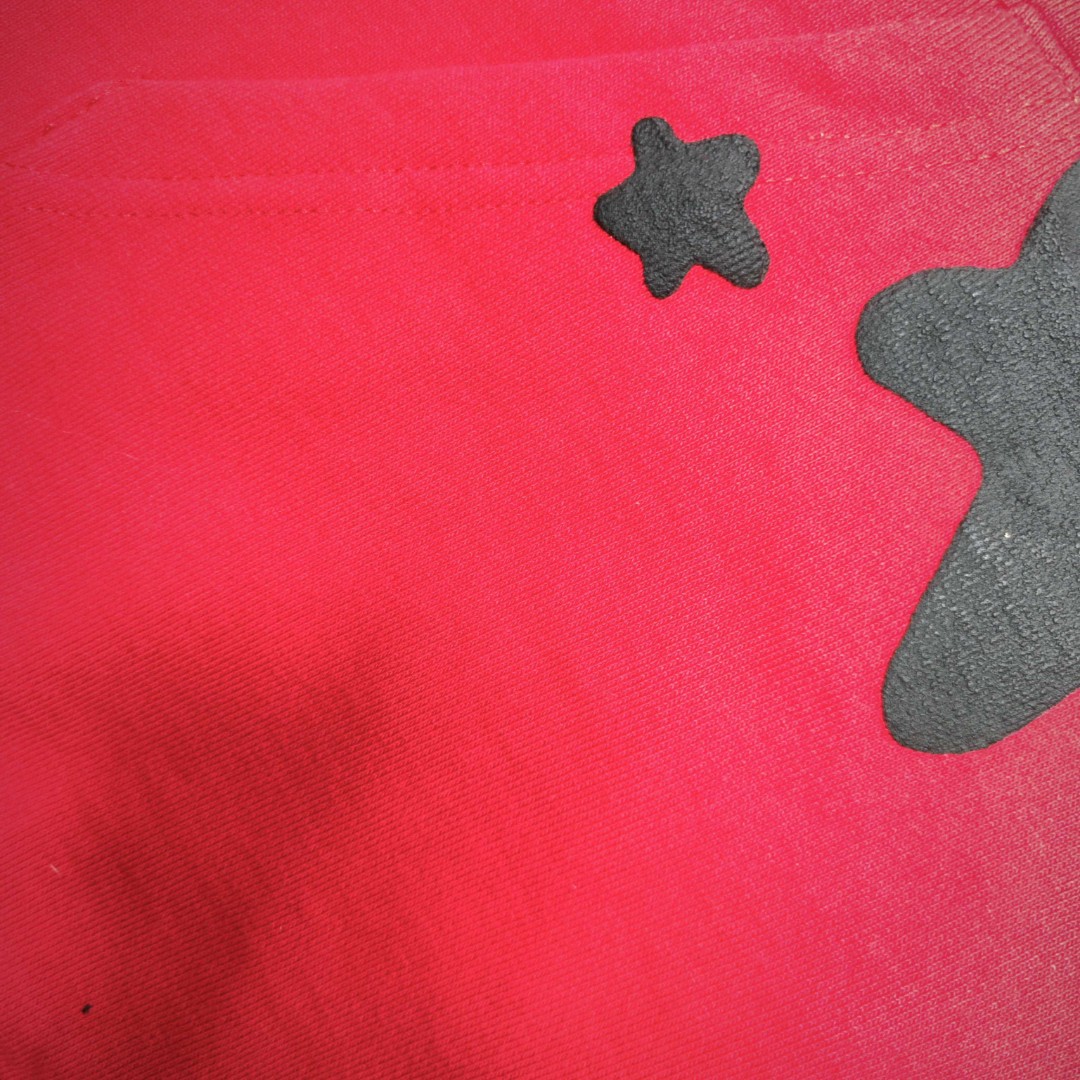 Sp5der 黑色Sp5der字母 星星印花套头连帽卫衣 外套 红色 B0 