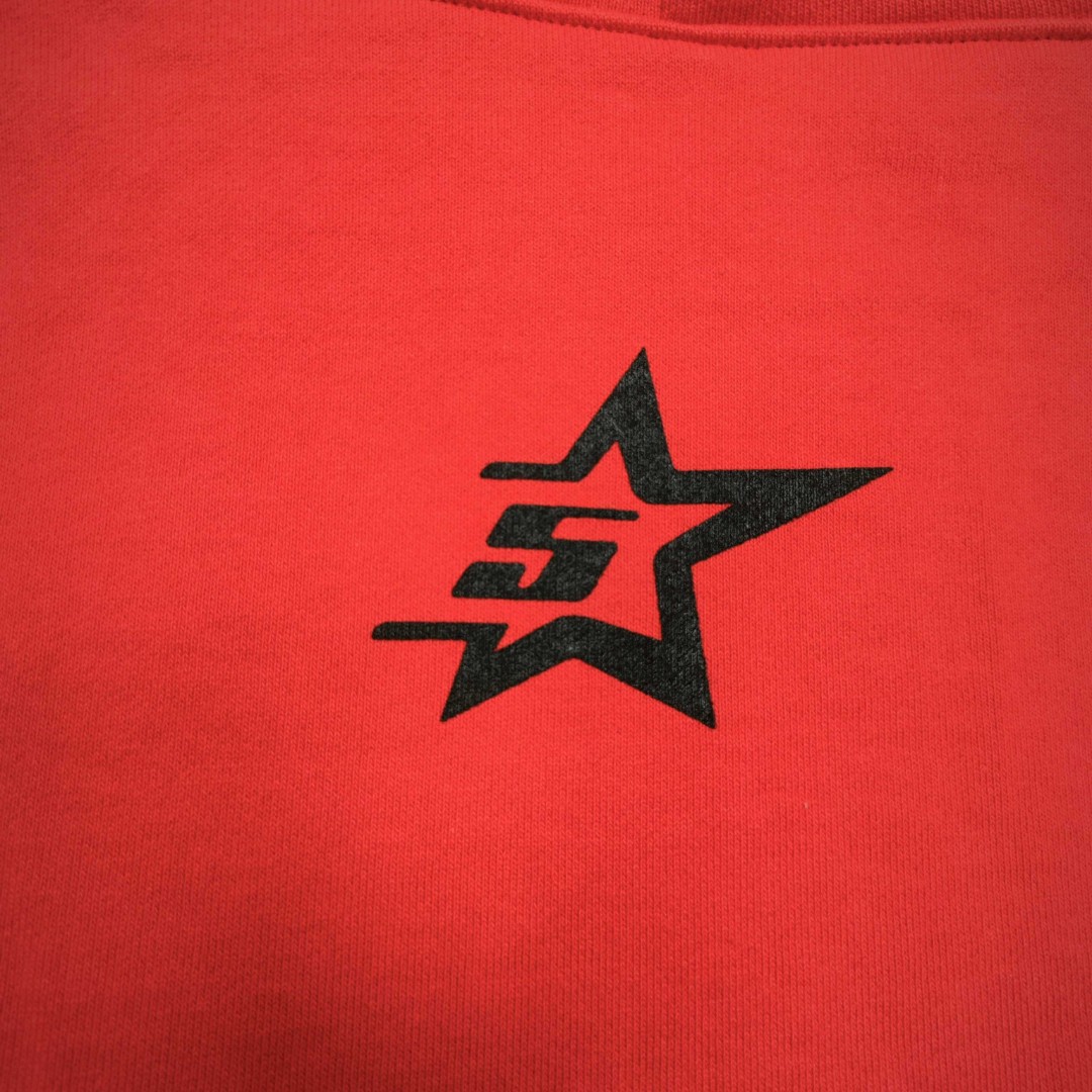 Sp5der 黑色Sp5der字母 星星蜘蛛网套头连帽卫衣 外套 红色 B0 