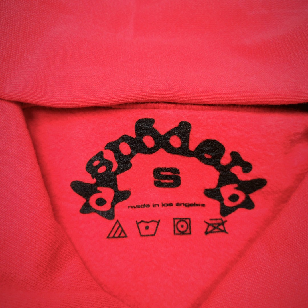 Sp5der 黑色Sp5der字母 星星蜘蛛网套头连帽卫衣 外套 红色 B0 