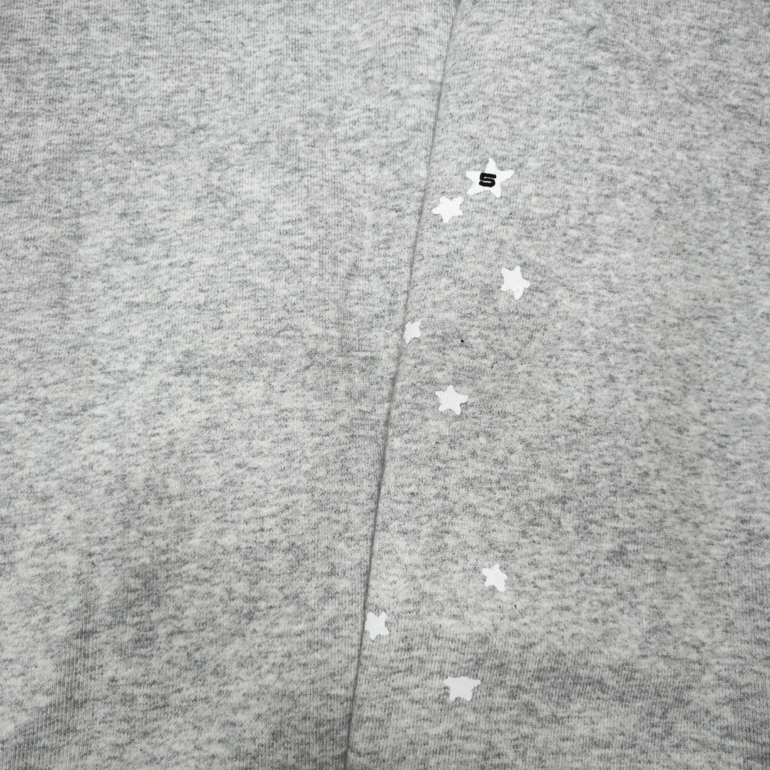 Sp5der 白色Sp5der字母 星星蜘蛛网套头连帽卫衣 外套 浅灰色 B0 