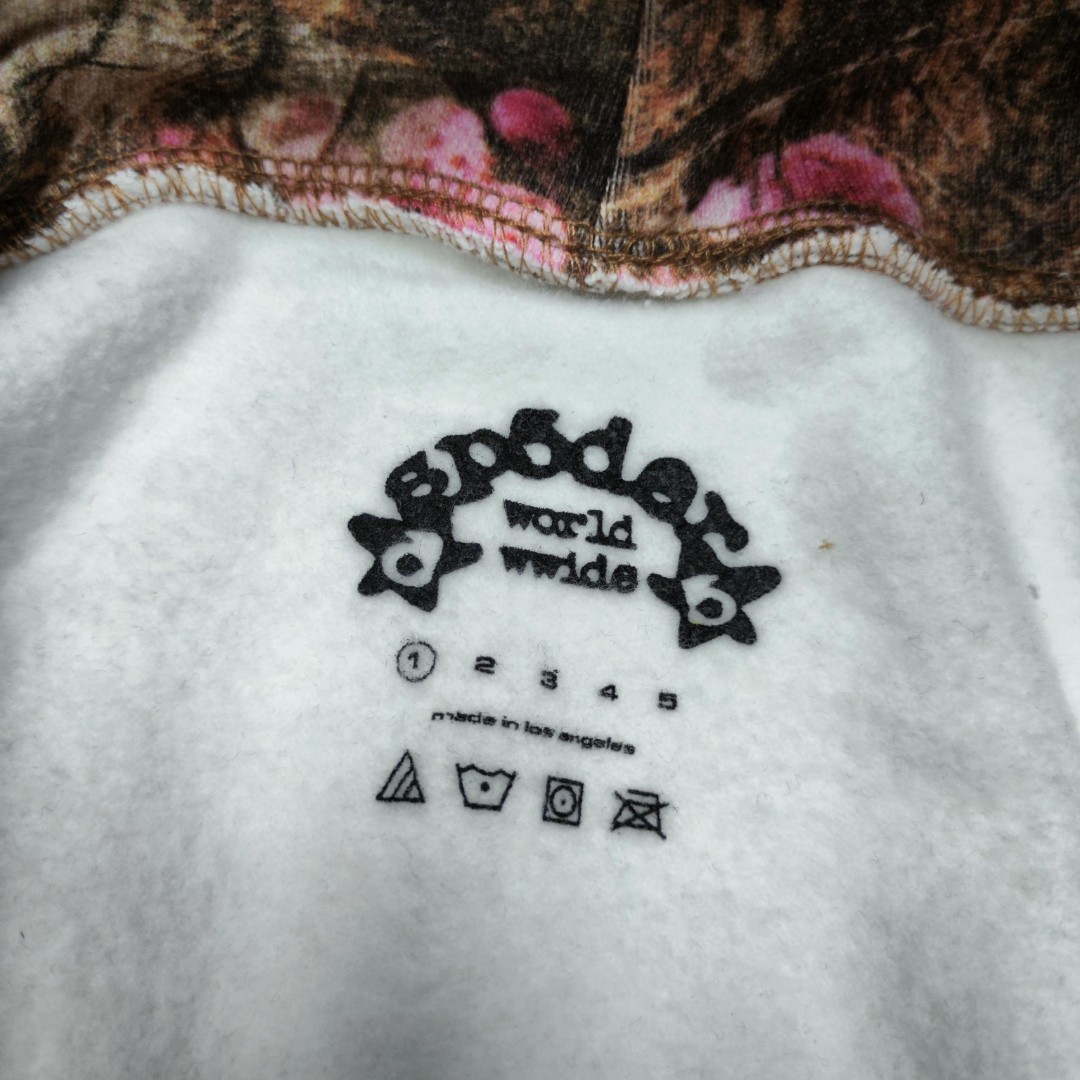 Sp5der 黄色Sp5der字母 星星蜘蛛网套头连帽卫衣 外套 树纹色 B0 